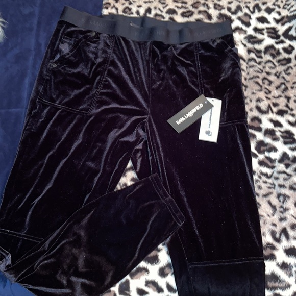 NWOT Karl Lagerfeld velvet stretchy pants-leggings - Picture 7 of 9